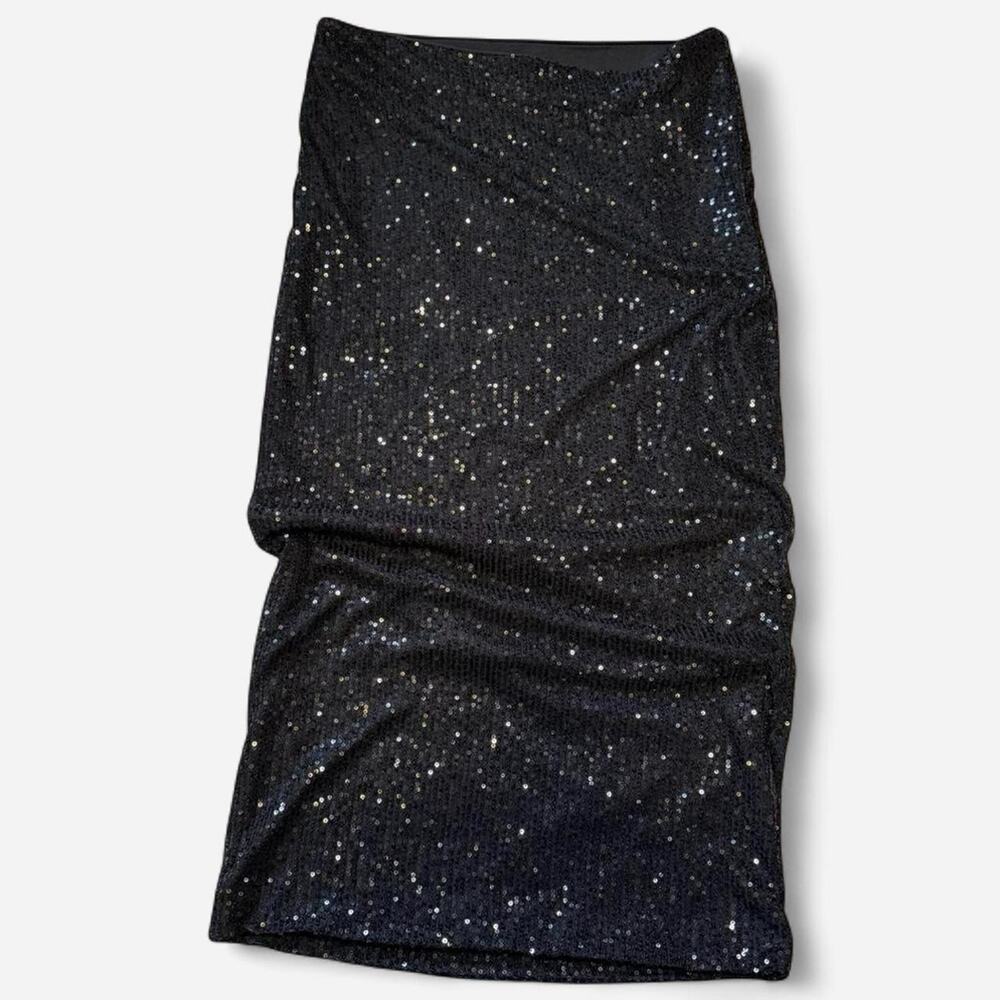 Gothic black sequin maxi skirt